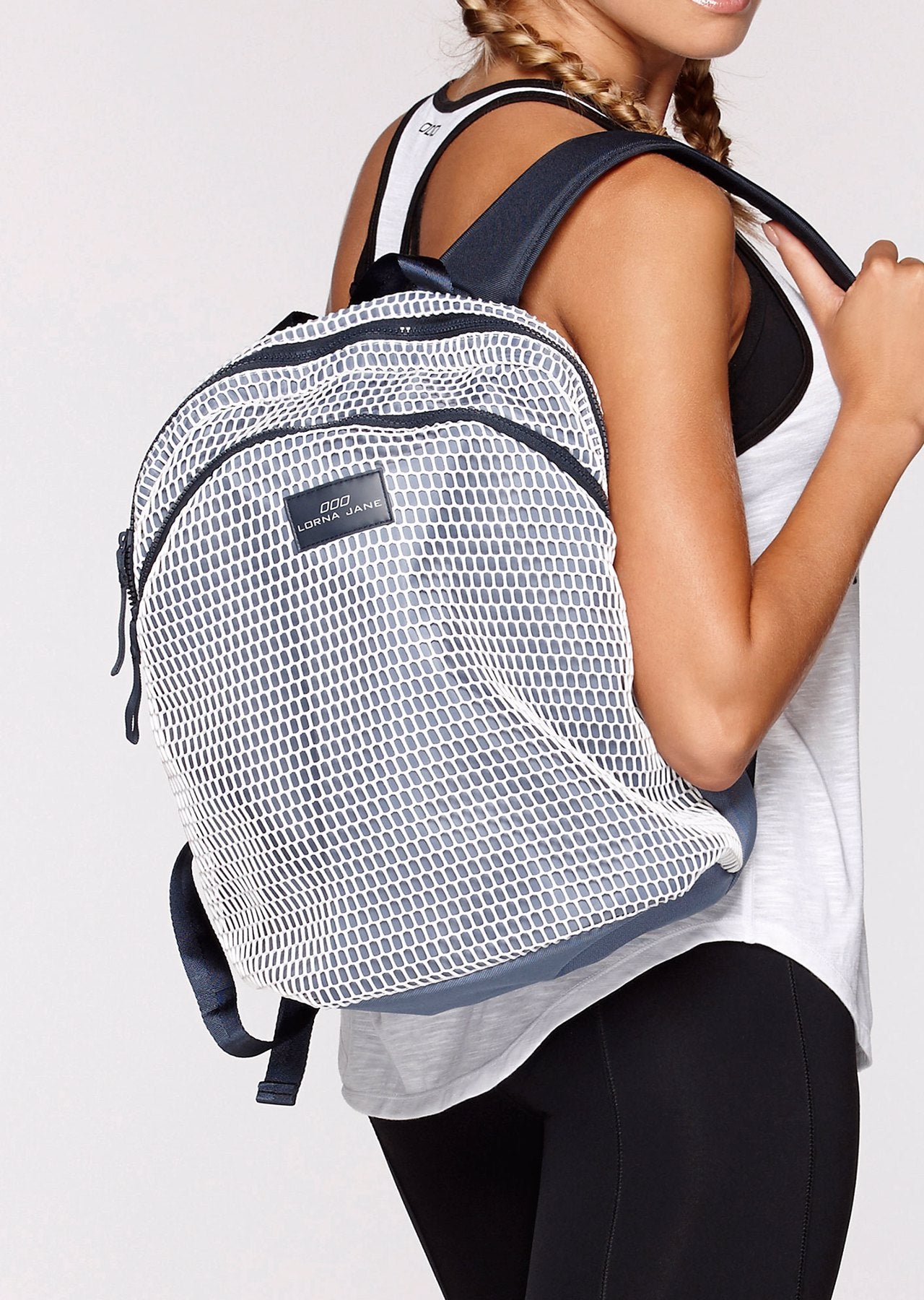 Lorna Jane Essential Backpack - Powder Grey/White