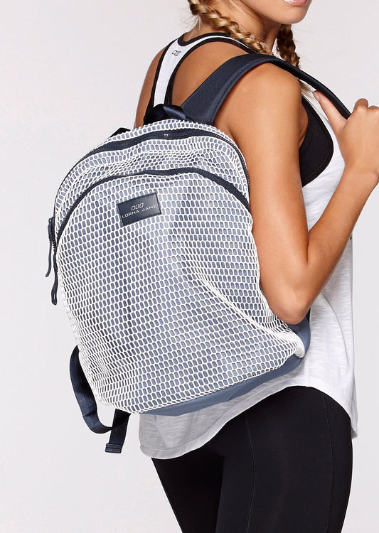 Lorna Jane Essential Backpack - Powder Grey/White
