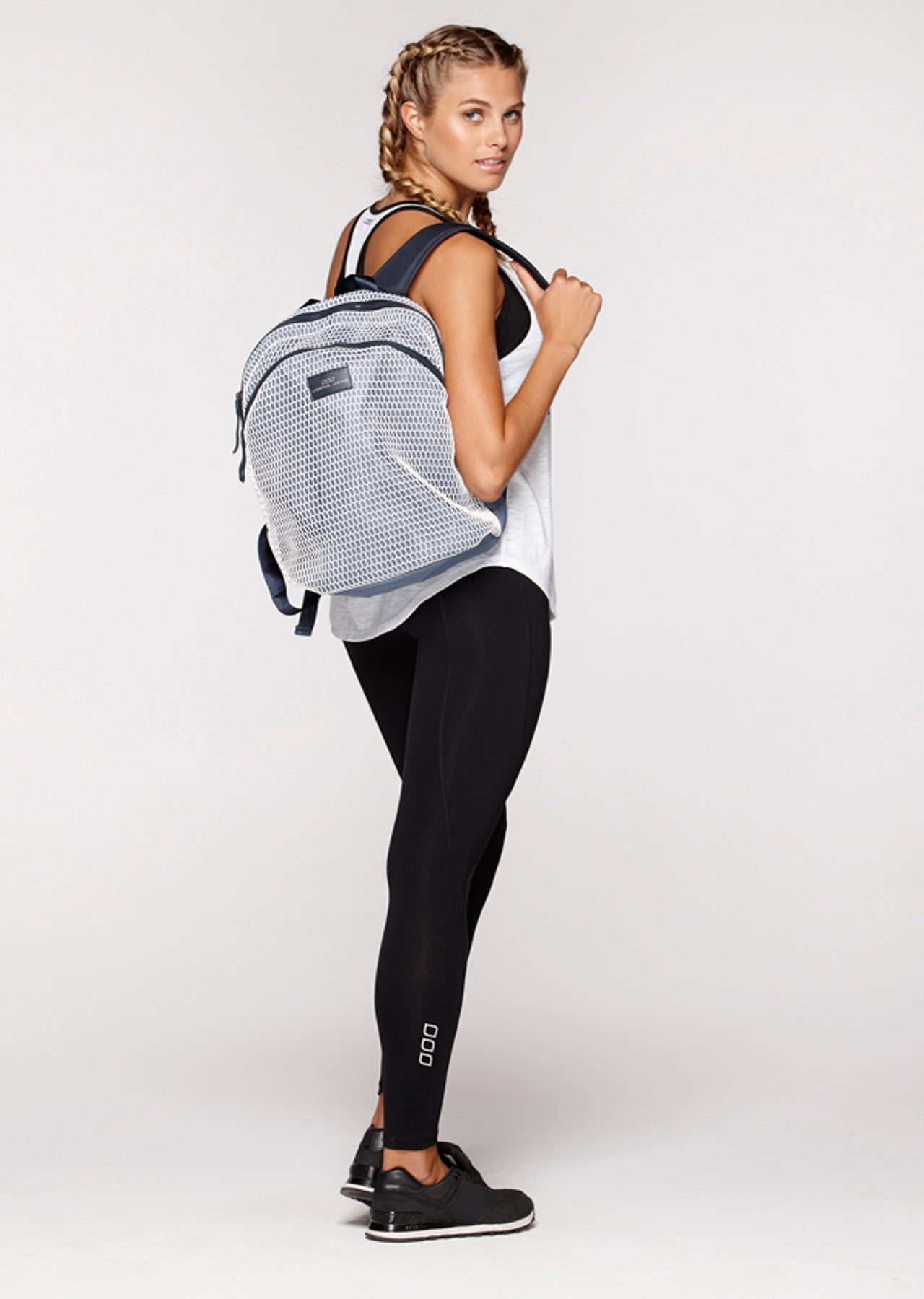 Lorna Jane Essential Backpack - Powder Grey/White