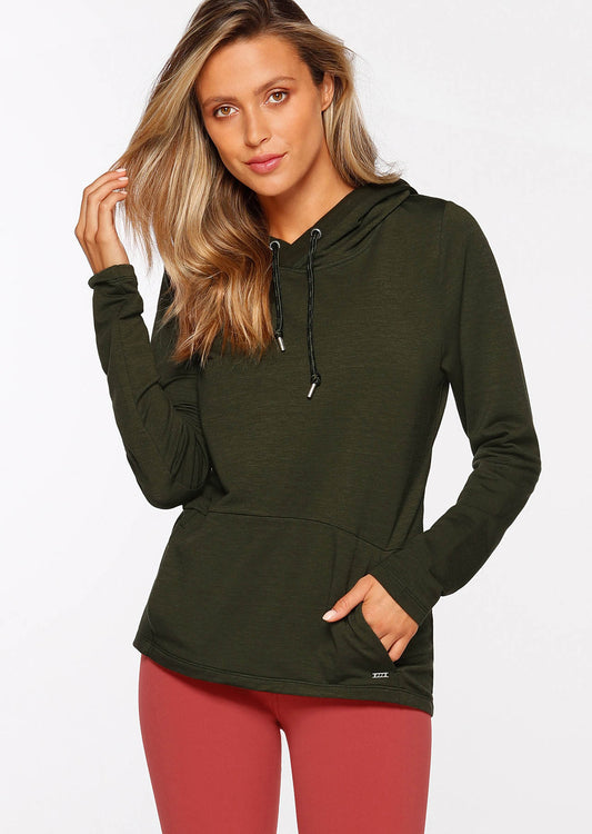 Lorna Jane Everyday Active Long Sleeve Hoodie - Dark Safari