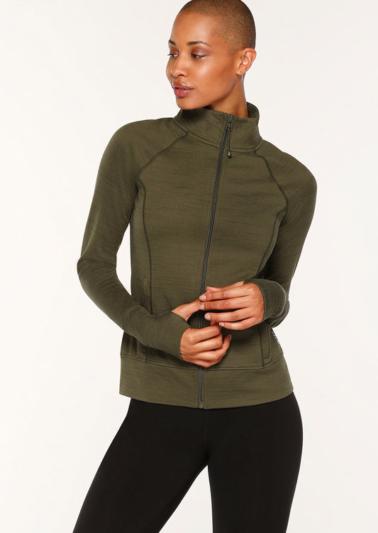 Lorna Jane Everyday Ease Active Zip Through - Luxury Green Marl