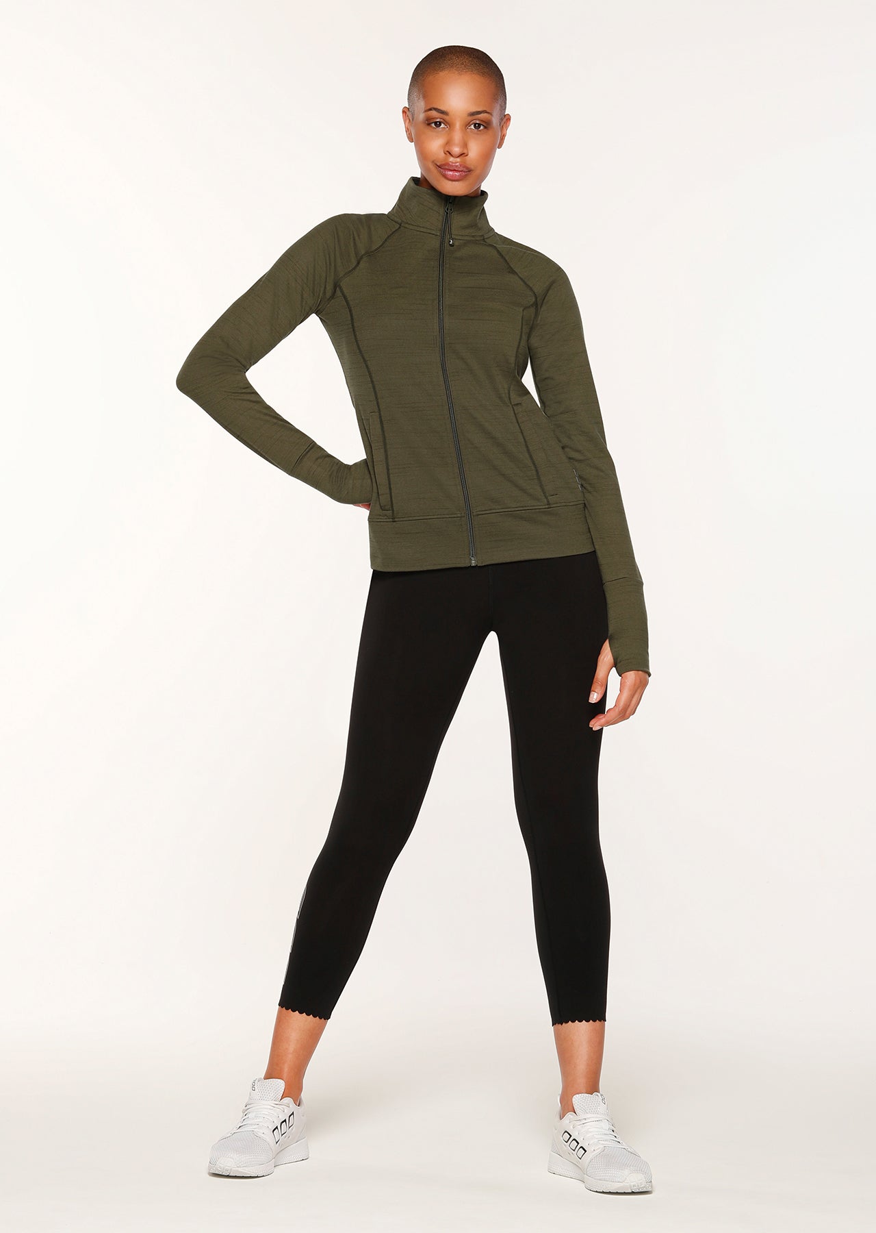 Lorna Jane Everyday Ease Active Zip Through - Luxury Green Marl
