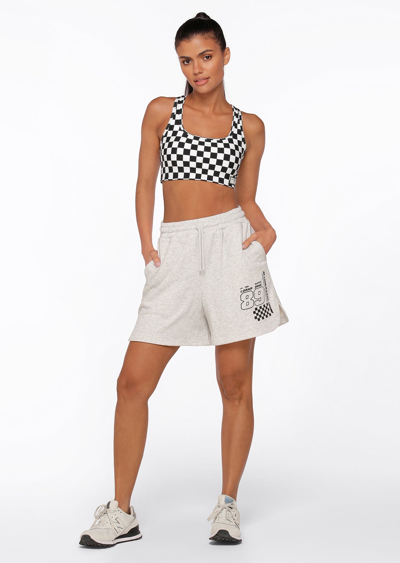 Lorna Jane Fast Lane Bermuda Sweat Shorts - Light Grey Marl