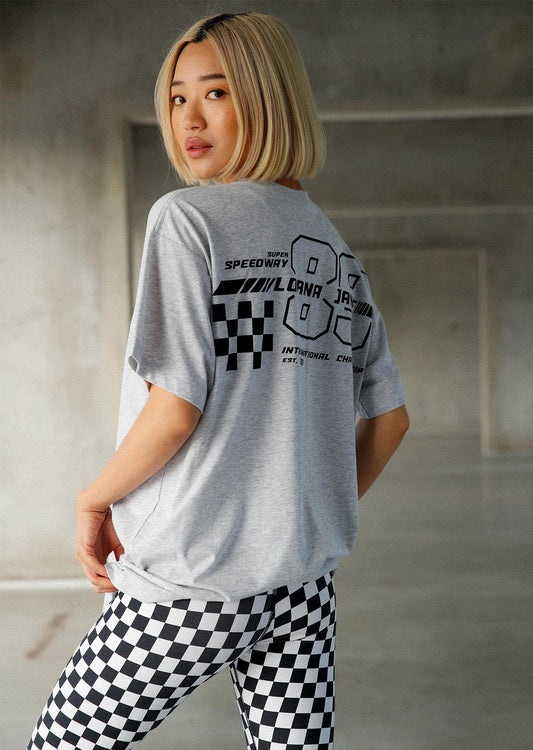 Lorna Jane Fast Lane Oversized Tee - Light Grey Marl