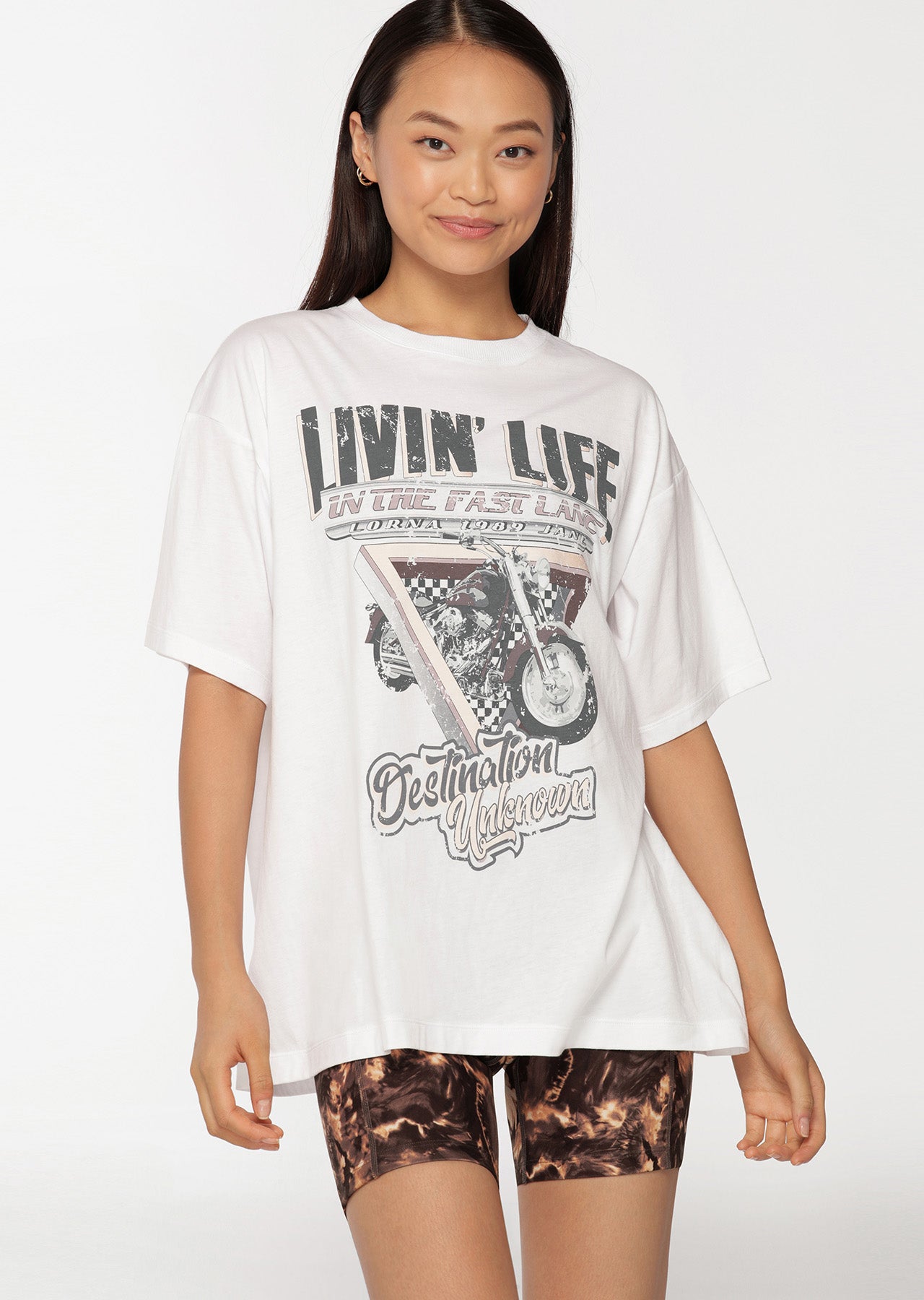 Lorna Jane Fast Lane Vintage Boyfriend Tee - White