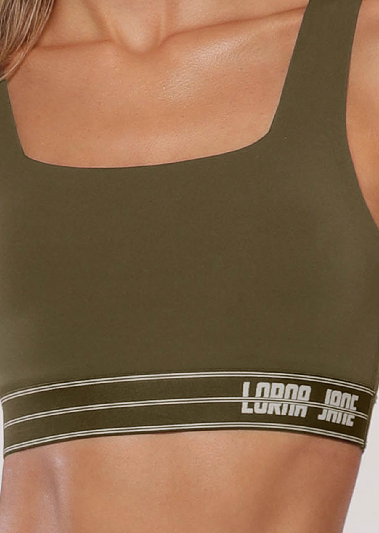 Lorna Jane Faster Sports Bra - Dark Khaki