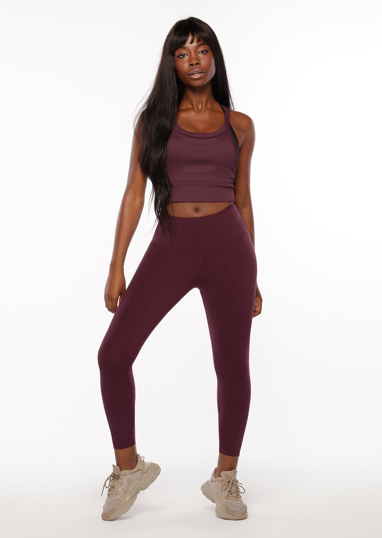 Lorna Jane Fearless Cropped Rib Tank - Dark Grape