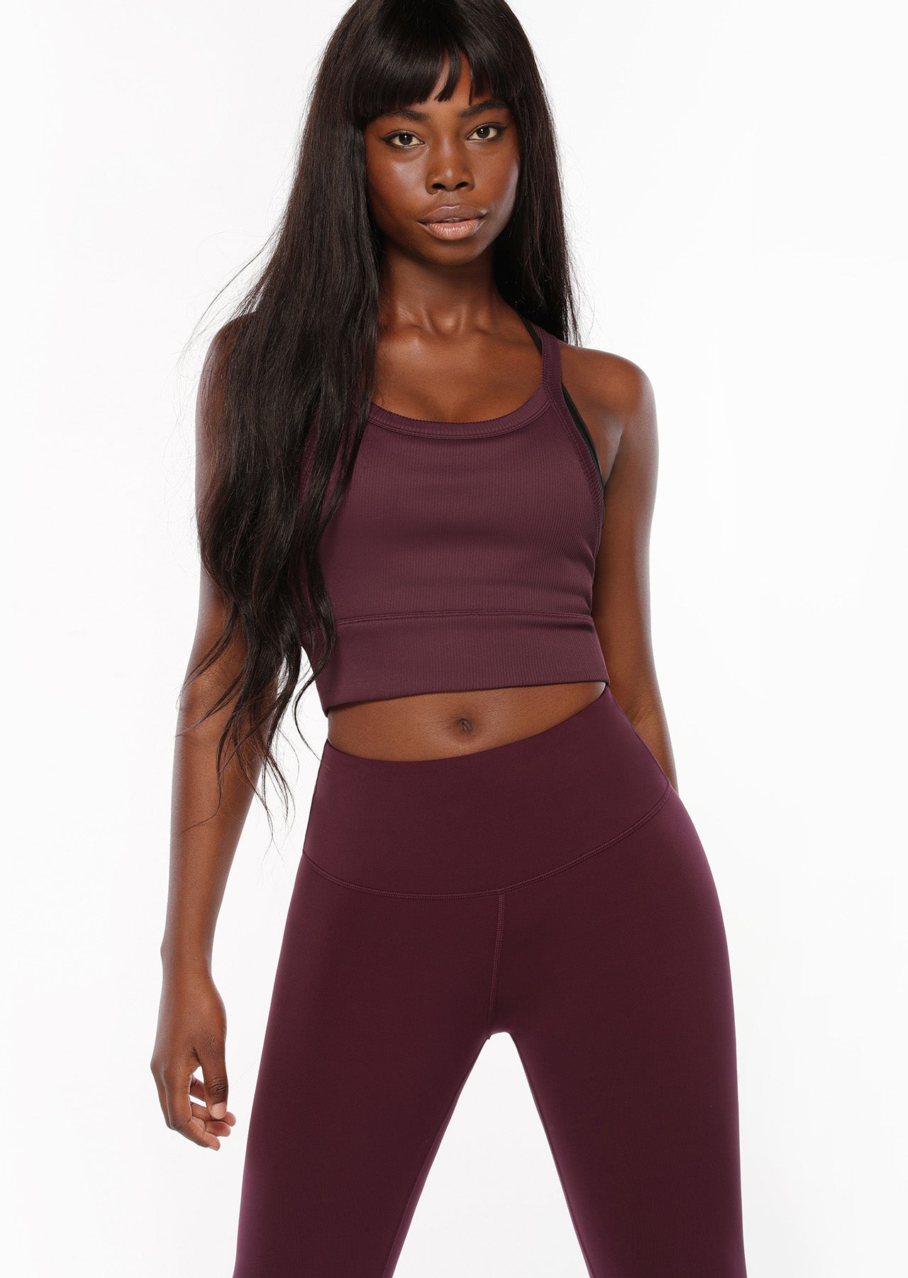 Lorna Jane Fearless Cropped Rib Tank - Dark Grape