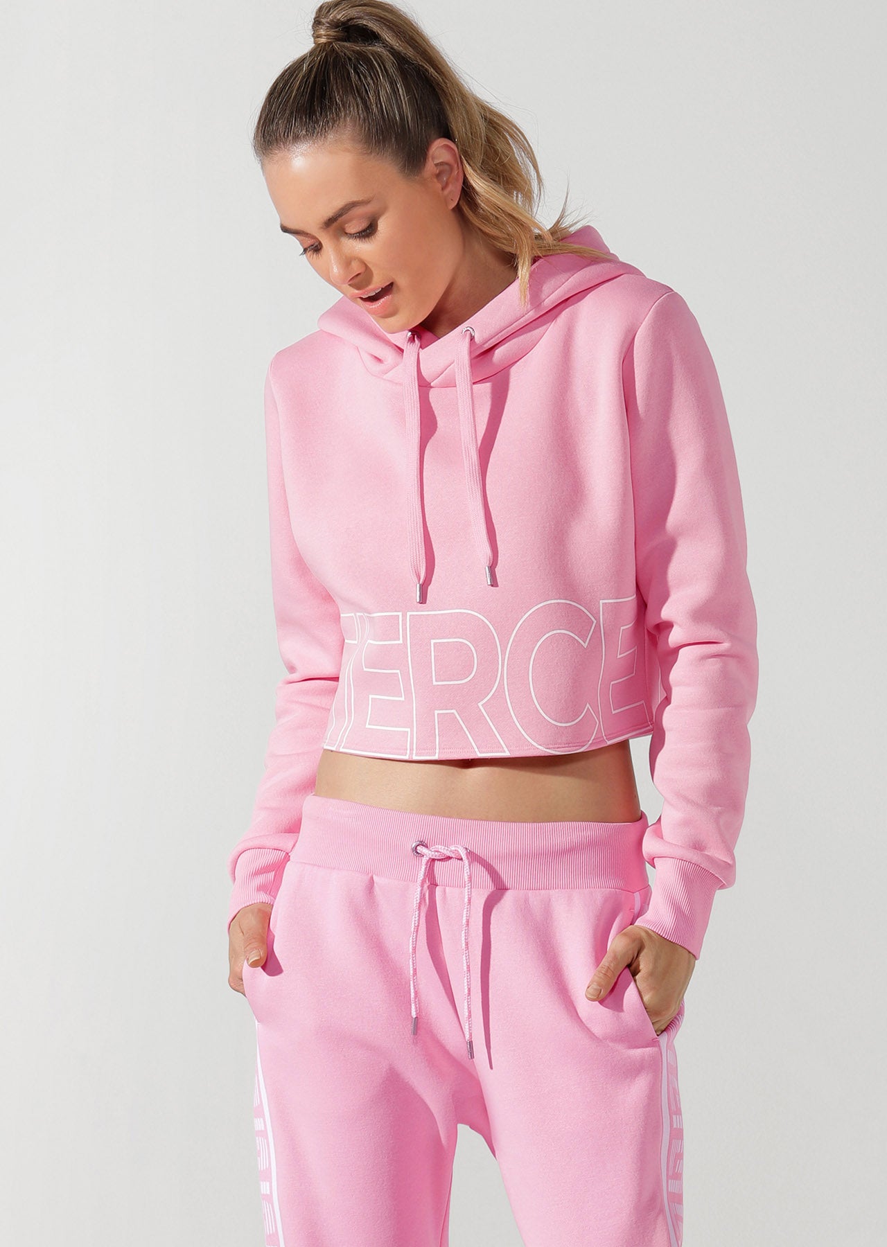 Lorna Jane Fierce Cropped Hoodie - Hot Fuchsia