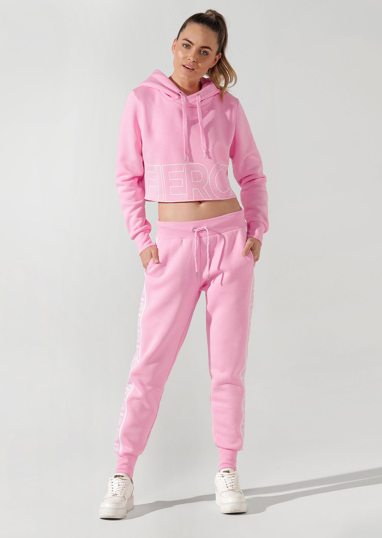 Lorna Jane Fierce Cropped Hoodie - Hot Fuchsia
