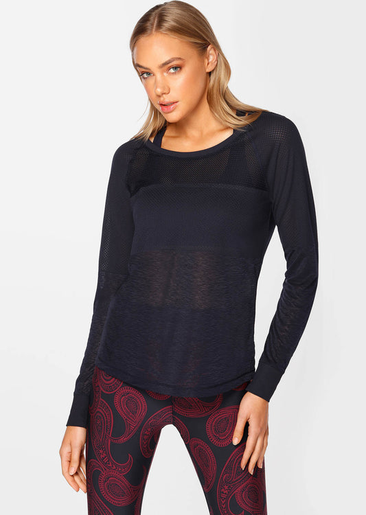 Lorna Jane Finish Line Active Long Sleeve Top - French Navy
