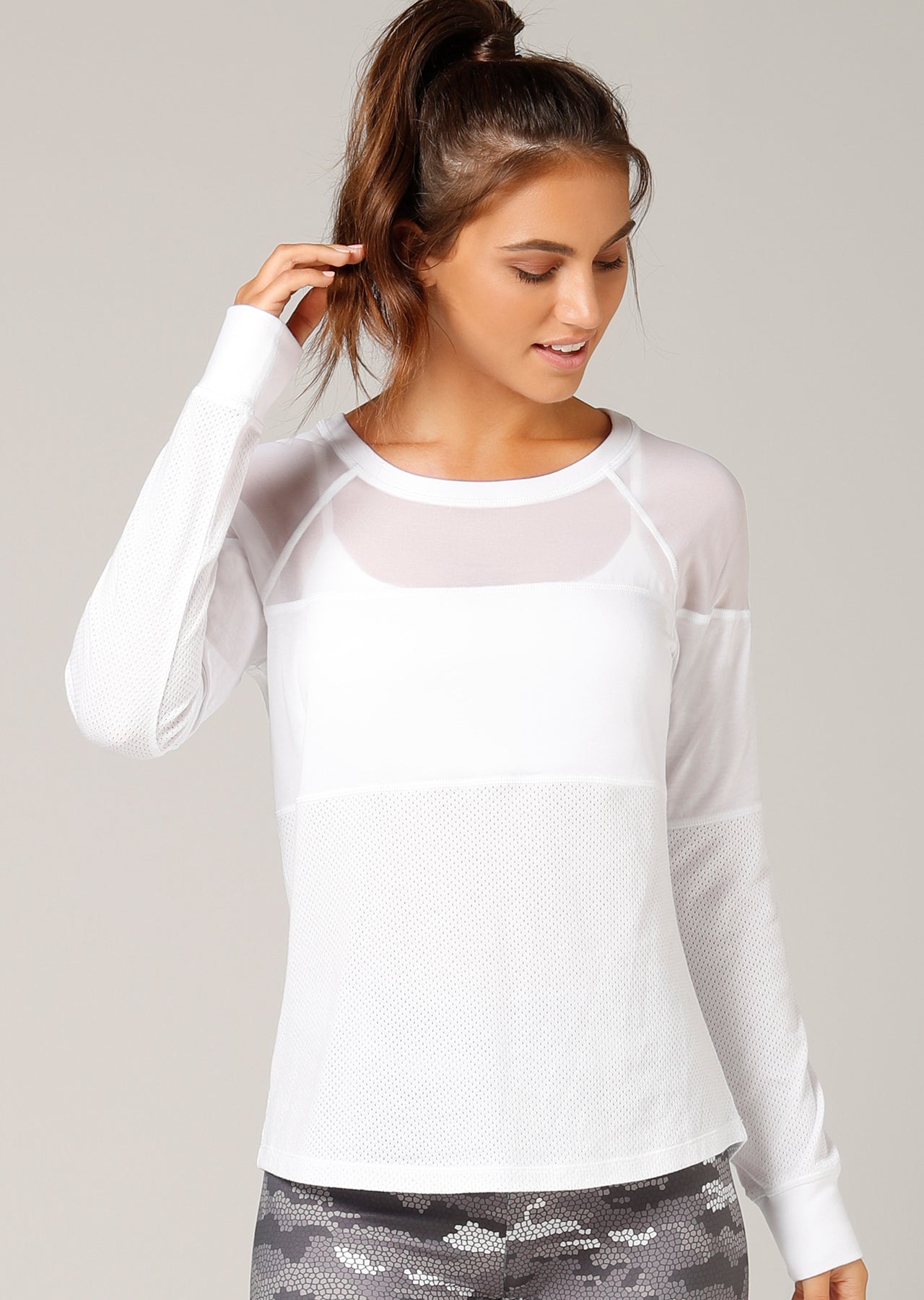 Lorna Jane Finish Line L/Slv Top - White