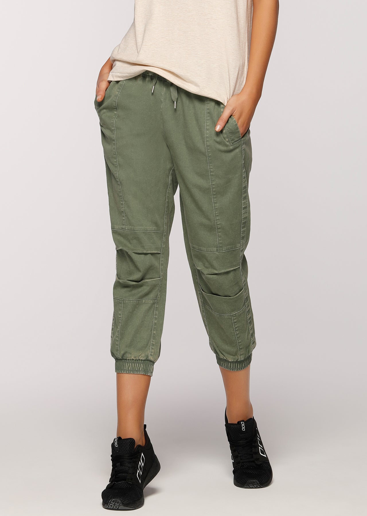 Lorna Jane Flashy Cropped Pants - Light Khaki