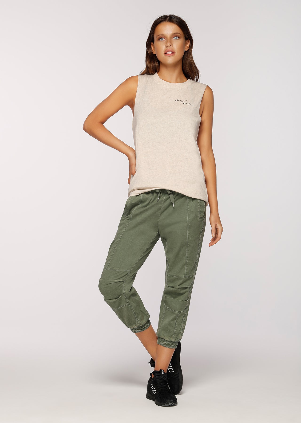 Lorna Jane Flashy Cropped Pants - Light Khaki