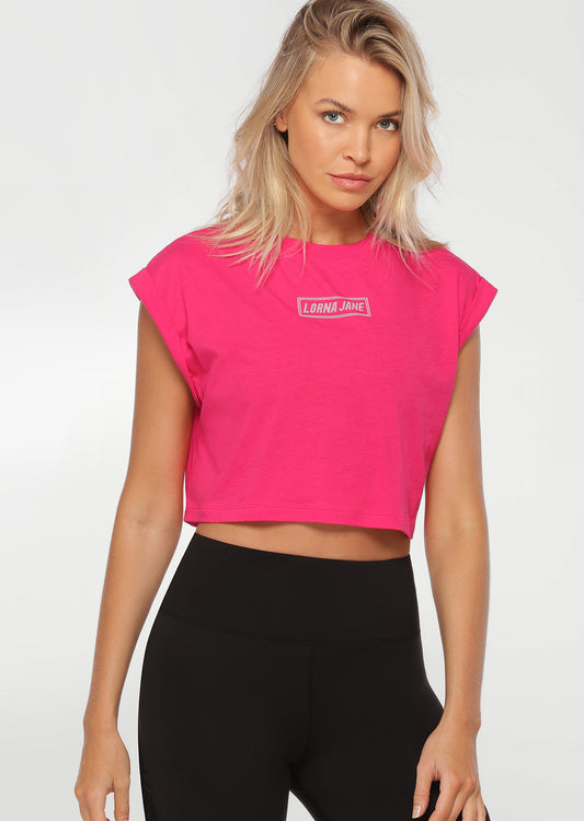 Lorna Jane Flexin' Cropped Tank - Neon Raspberry