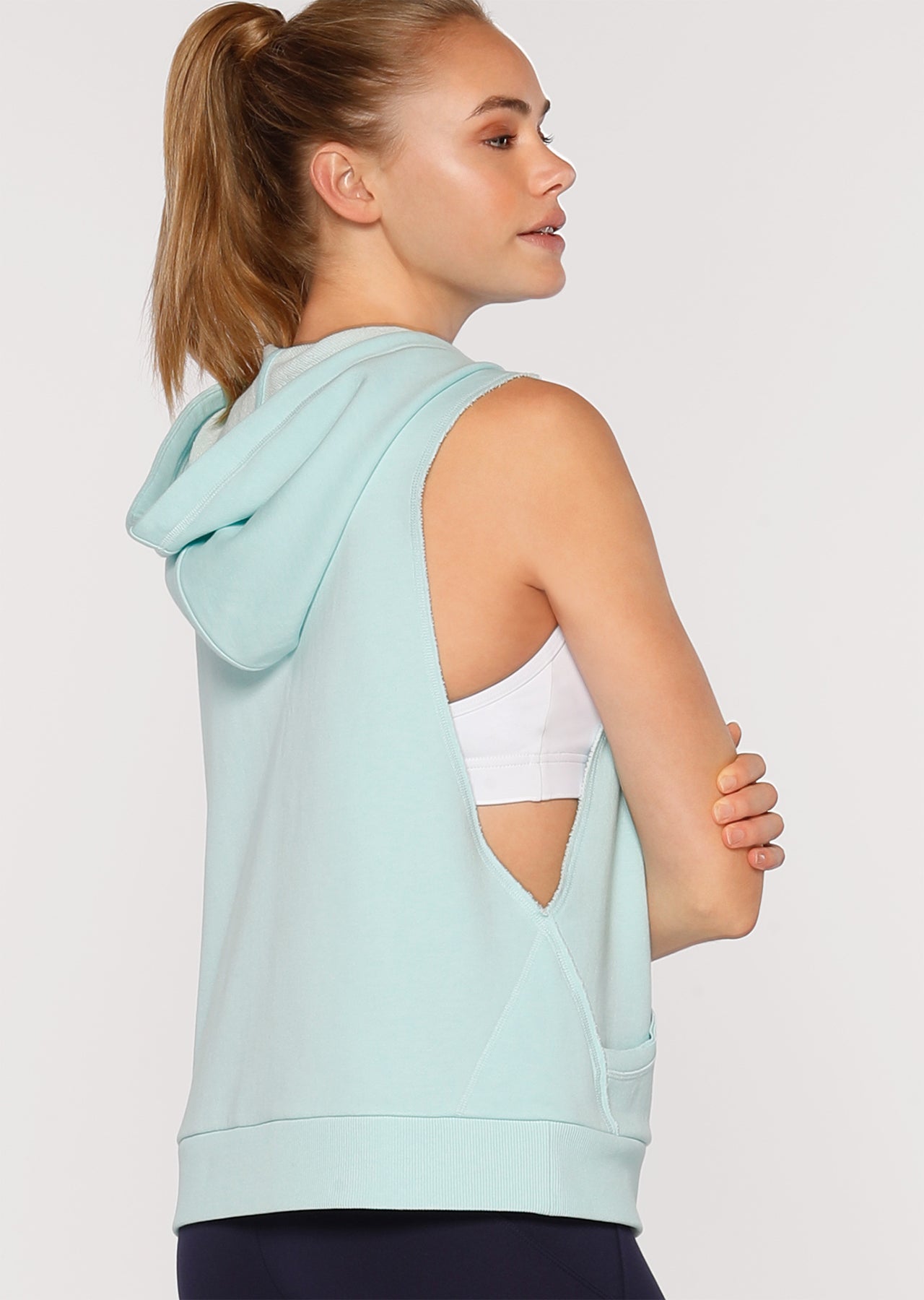 Lorna Jane Free Spirit S/Less Hoodie - Waterfall Marl