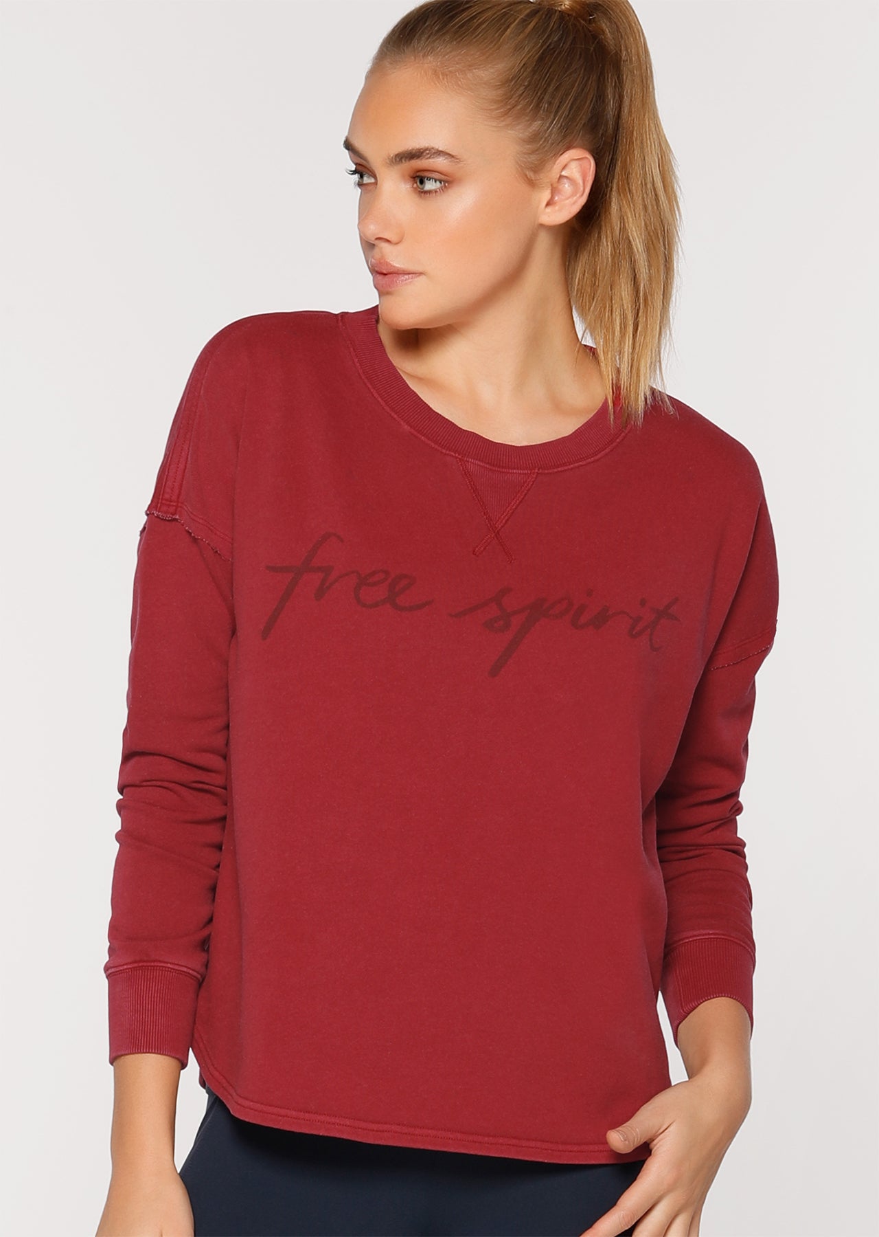 Lorna Jane Free Spirit Sweat - Dark Red