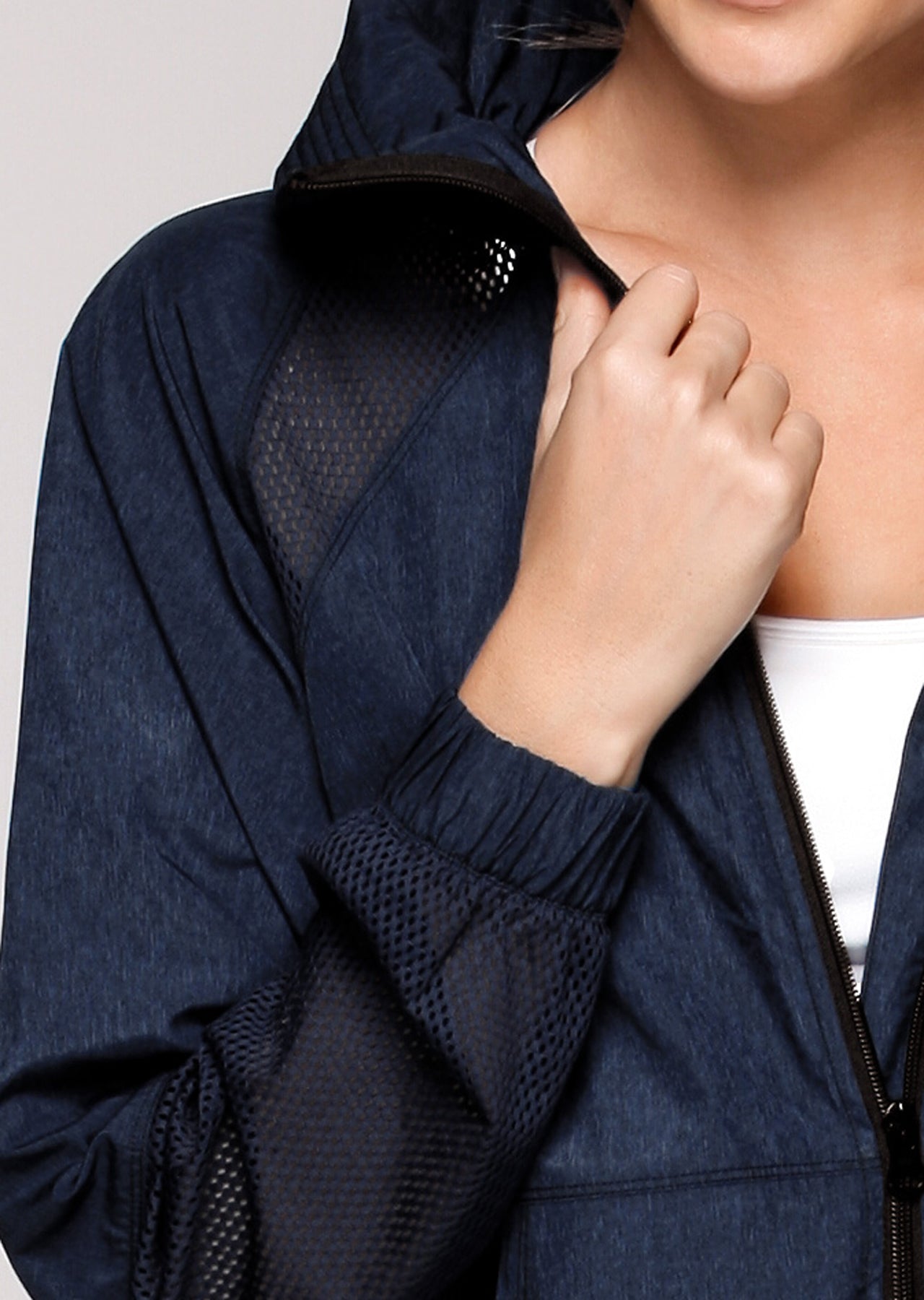 Lorna Jane Fresh Mesh Jacket - Indigo/Black Marl