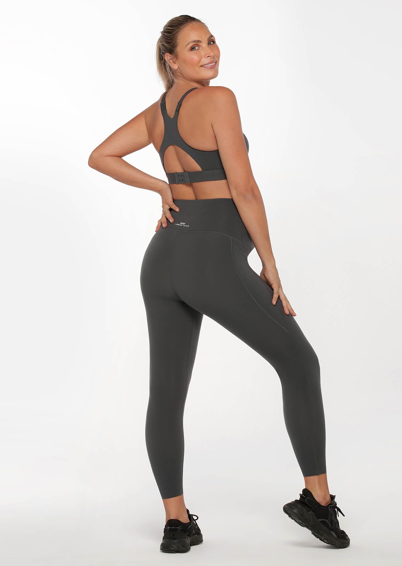 Lorna Jane Full Coverage Maternity Phone Pocket Ankle Biter Leggings - Titanium