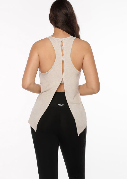 Lorna Jane Function Open Back Active Tank - Off White Marl
