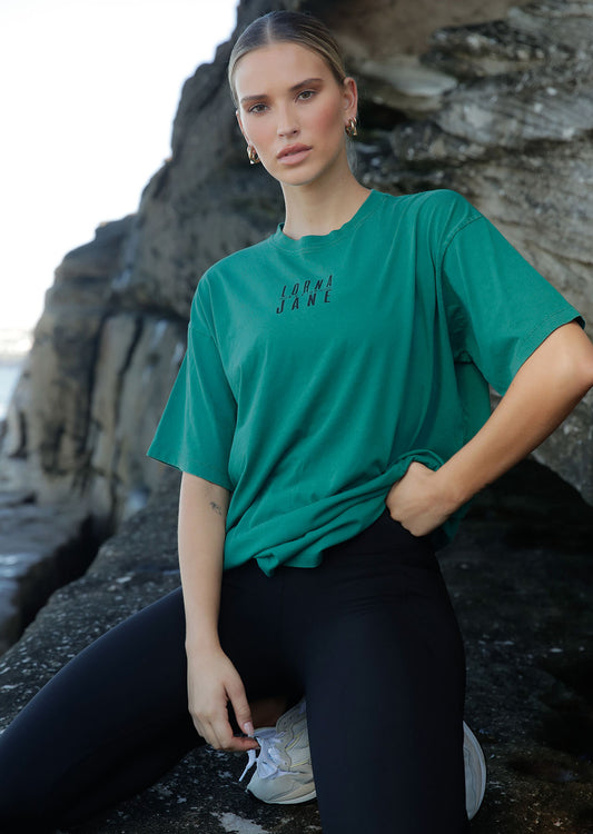 Lorna Jane Function Washed Boyfriend Tee - Washed Dark Teal