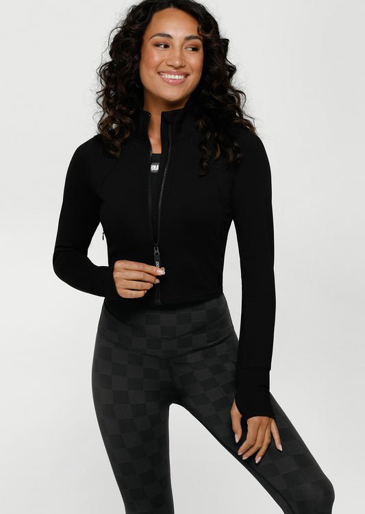 Lorna Jane Functional Thermal Cropped Zip Through - Black