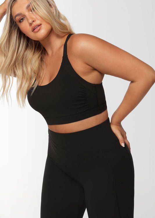 Lorna Jane Gathered Panel Sports Bra - Black