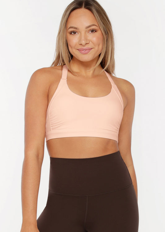 Lorna Jane Gathered Panel Sports Bra - Light Dusty Pink