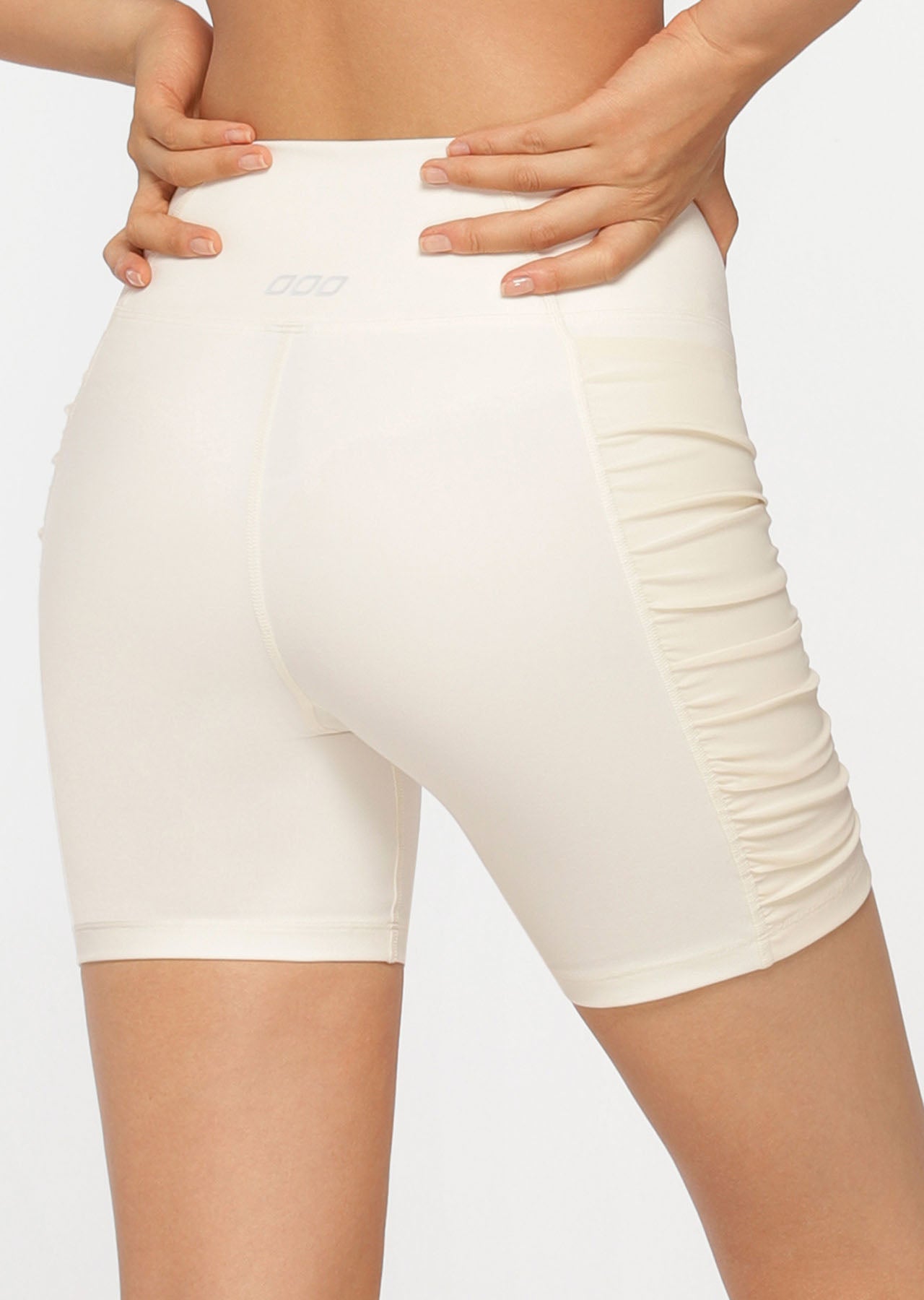 Lorna Jane Gathered Side Panel Bike Shorts - Cream