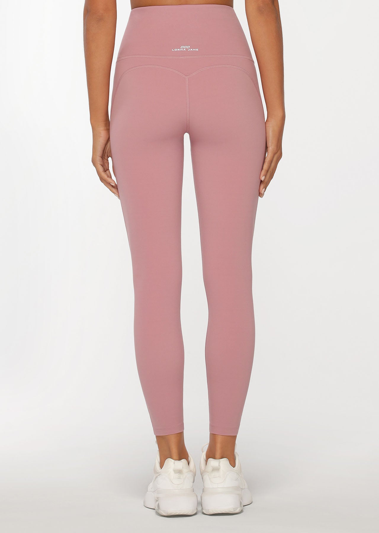 Lorna Jane Gathered V-Front Ankle Biter Leggings - Pale Mauve
