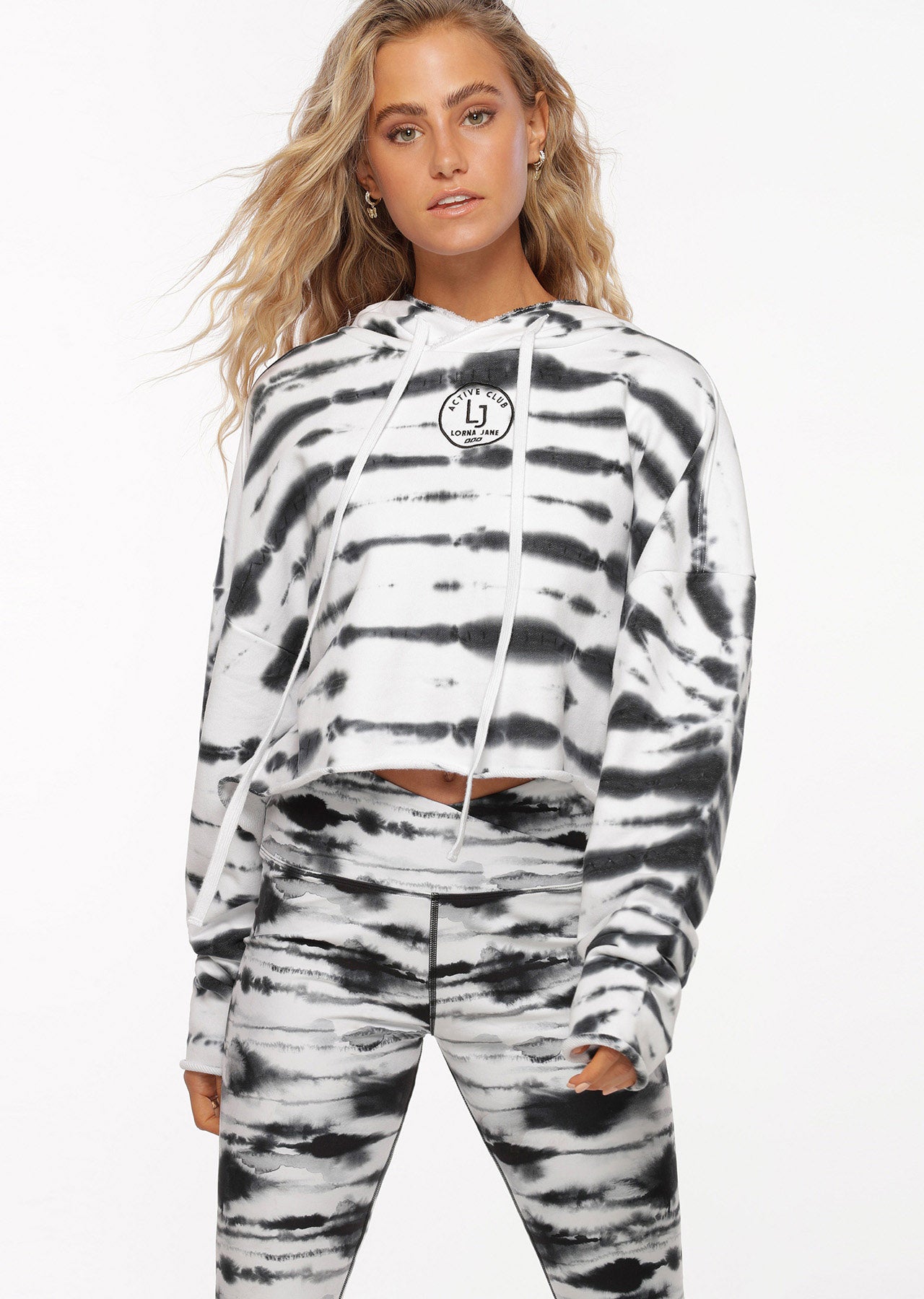 Lorna Jane Gazelle Cropped Hoodie - Gazelle Print Tie Dye