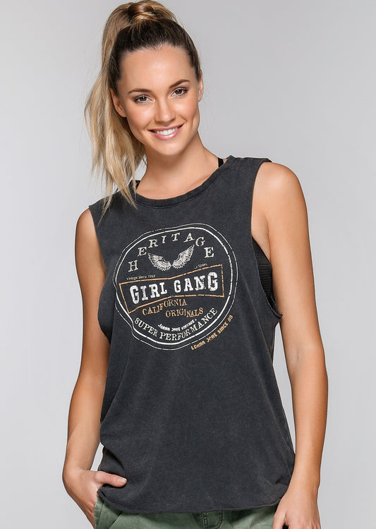 Lorna Jane Girl Gang Vintage Tank - Black