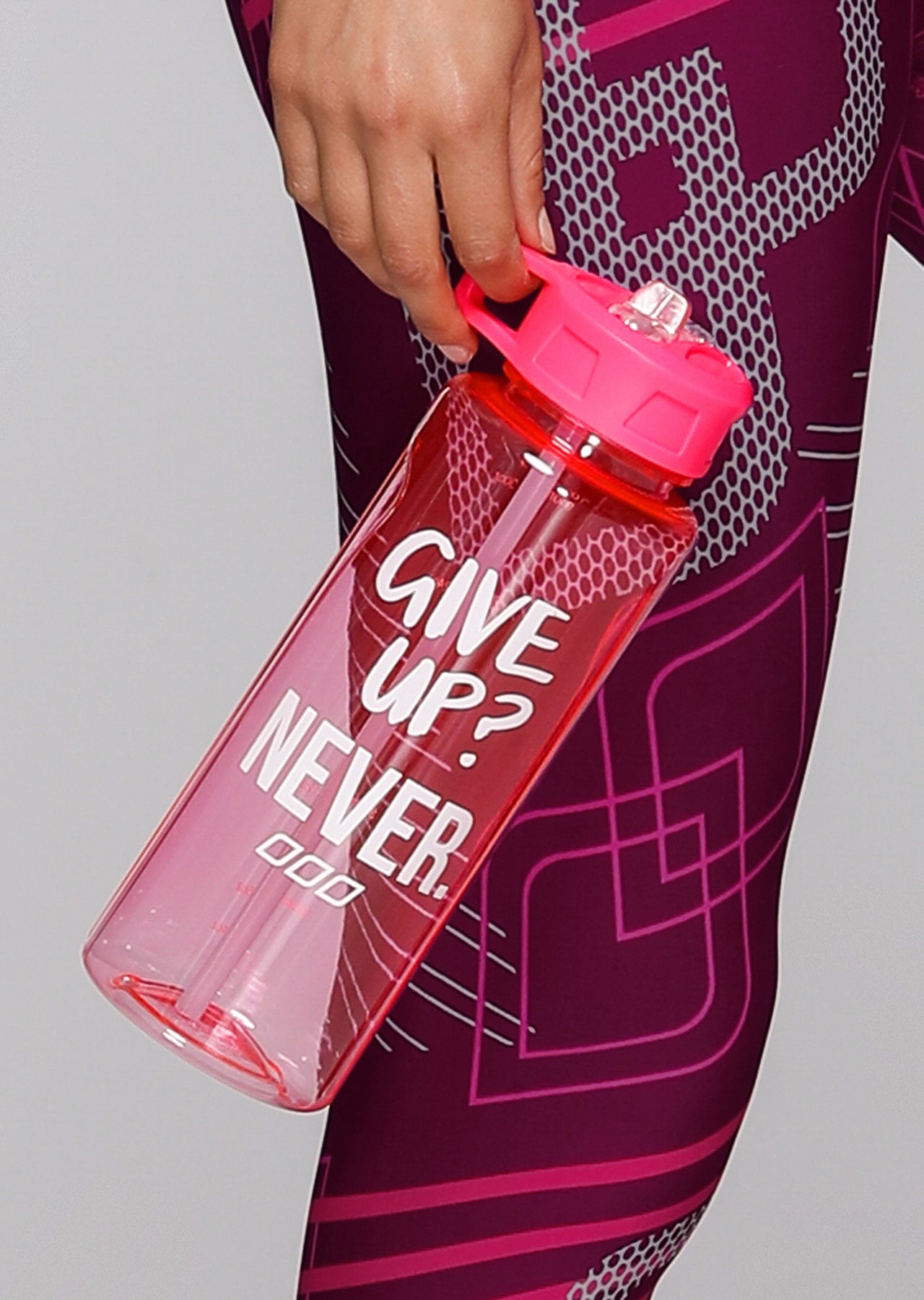 Lorna Jane Give Up Never Water Bottle - Funky Pink