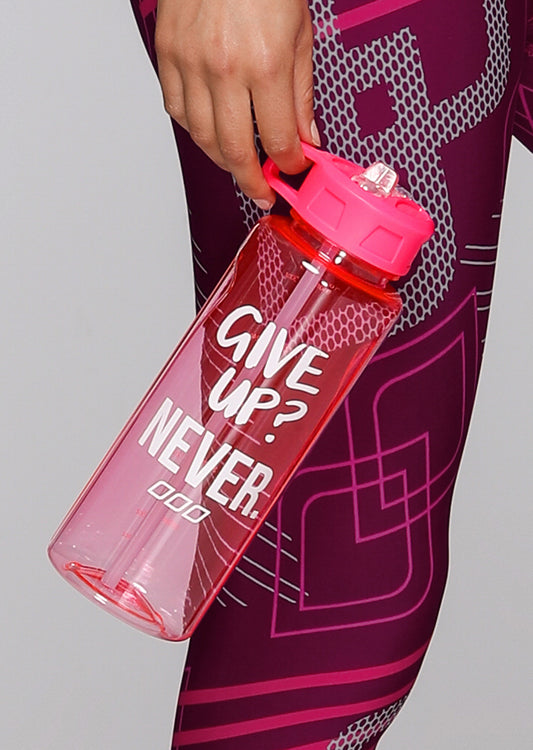 Lorna Jane Give Up Never Water Bottle - Funky Pink