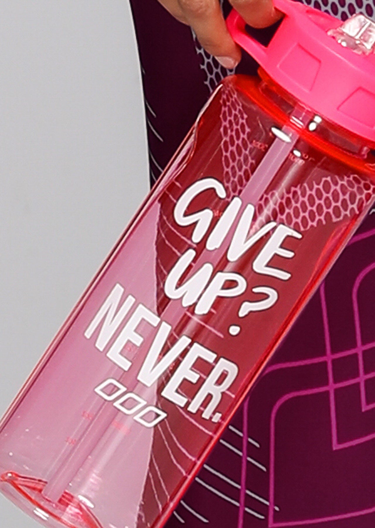 Lorna Jane Give Up Never Water Bottle - Funky Pink