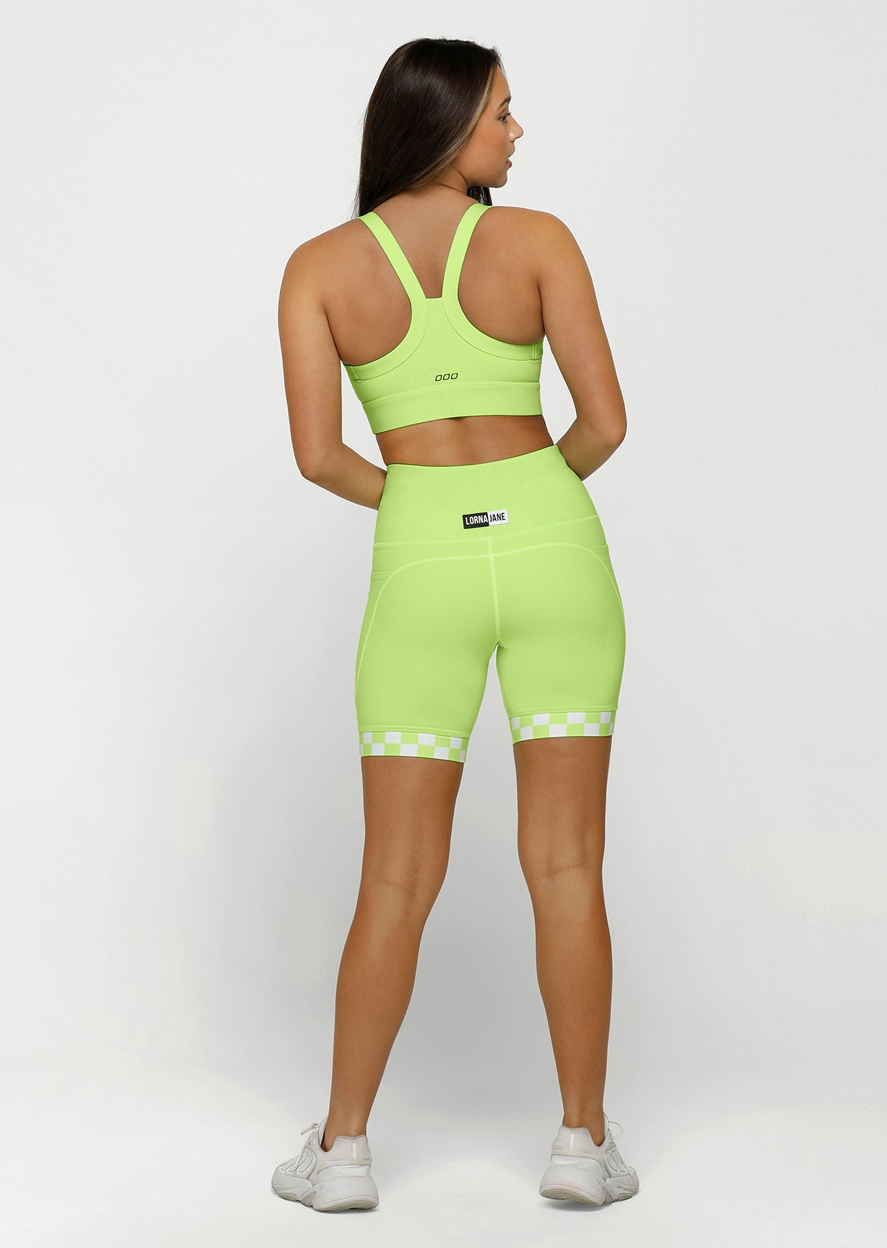 Lorna Jane Glow Up Booty Phone Pocket Bike Shorts - Glow Green