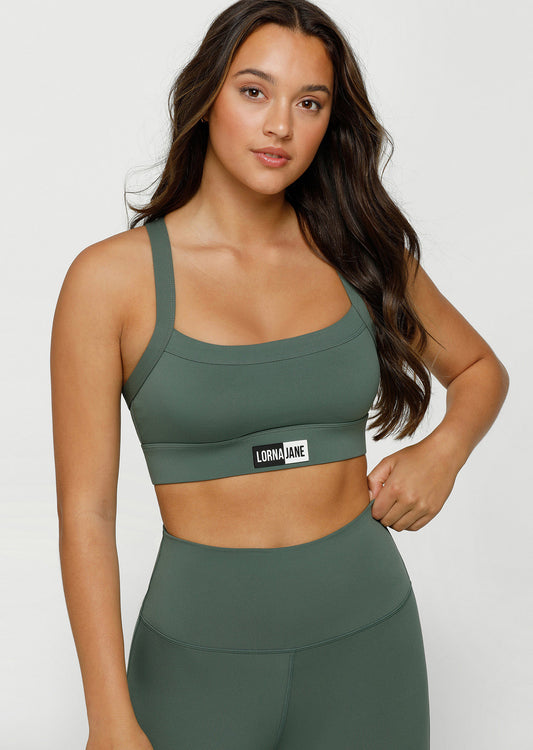 Lorna Jane Glow Up Long Line Bra - Military