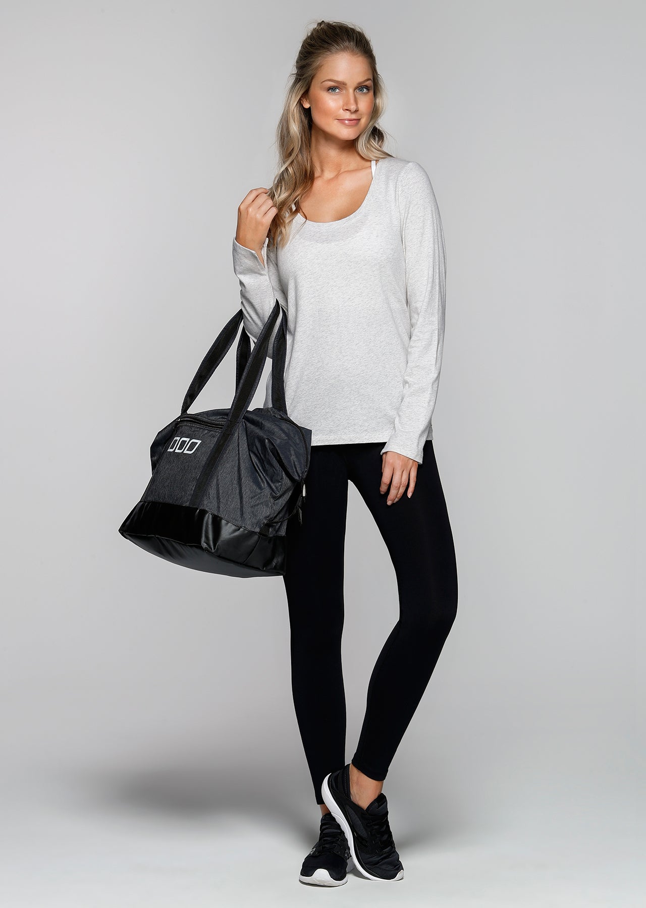 Lorna Jane Going Places L/Slv Top - Snow Grey Marl
