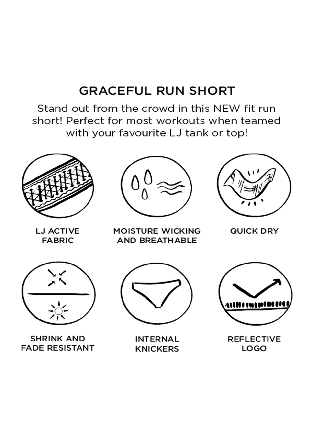 Lorna Jane Graceful Run Shorts - Grey Multi Colour