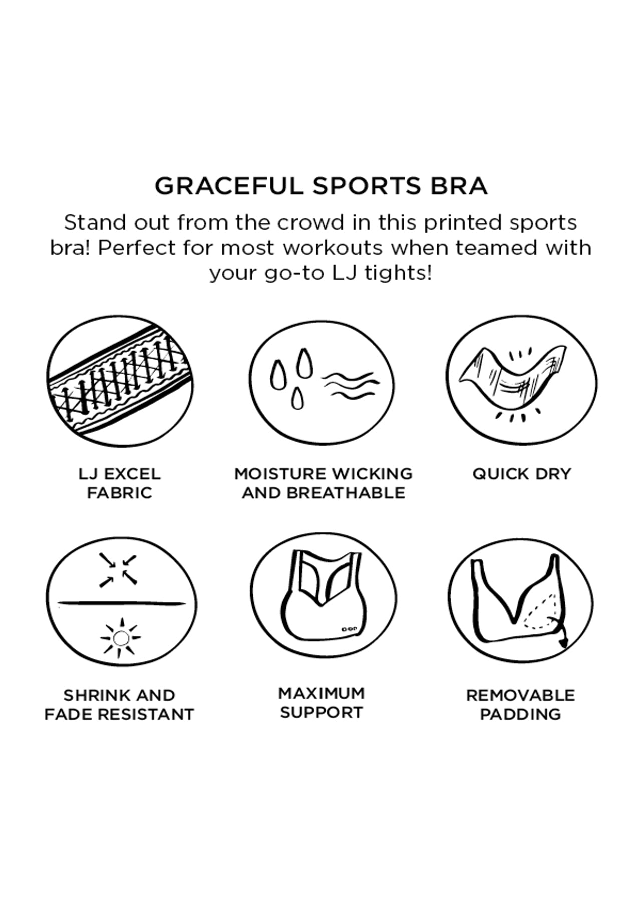 Lorna Jane Graceful Sports Bra - Grey Multi Colour