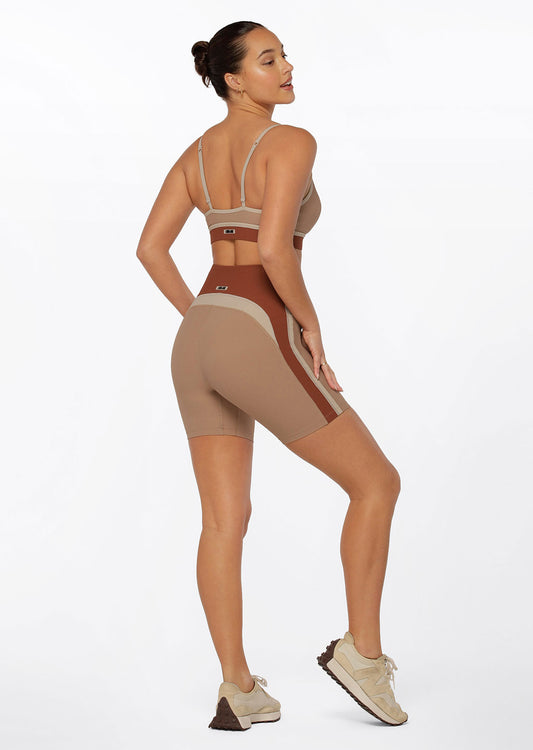 Lorna Jane Grounded Rib Bike Shorts - Walnut