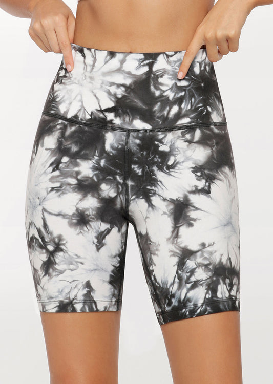 Lorna Jane Grunge Bike Shorts - Black Tie Dye