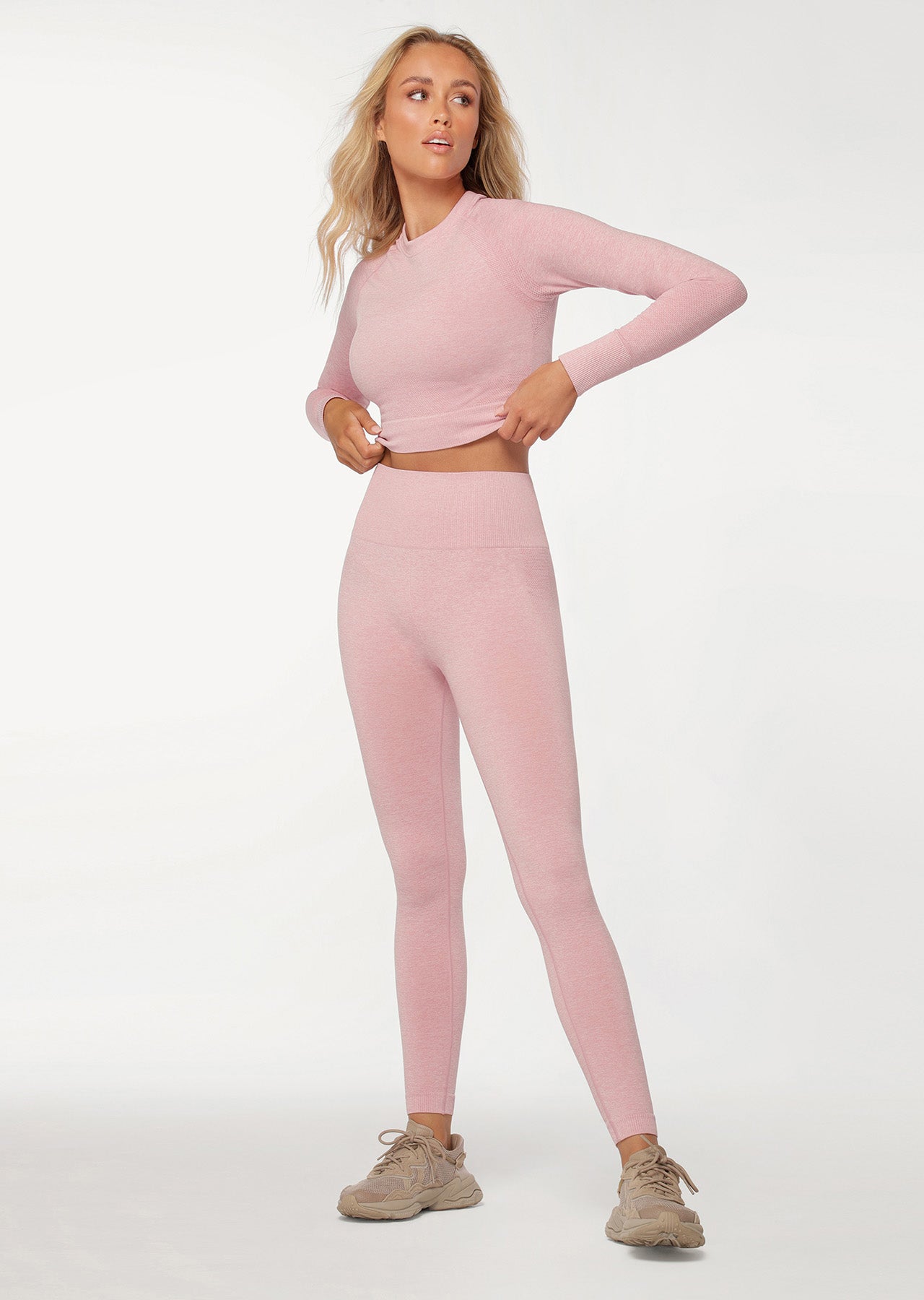 Lorna Jane Gym Bunny Seamless Long Sleeve Top - Dark Dusty Rose Marl