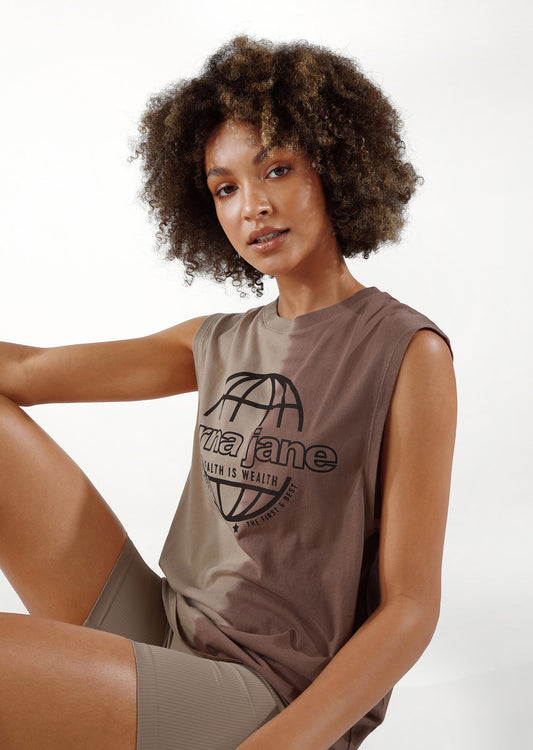 Lorna Jane Half Dip Boyfriend Muscle Tank - Off White / Bone