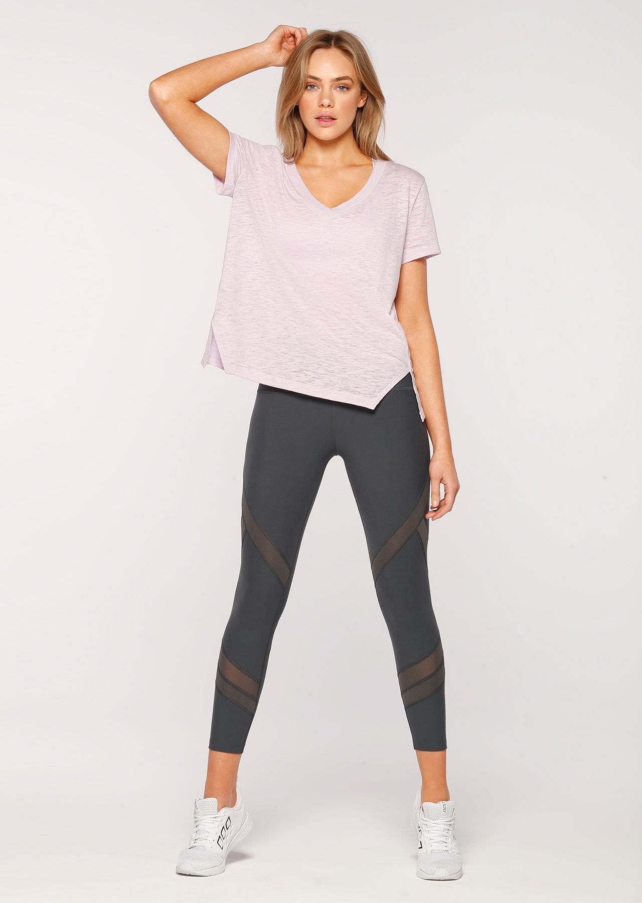 Lorna Jane Harmony S/Slv Tee - Pastel Violet Marl
