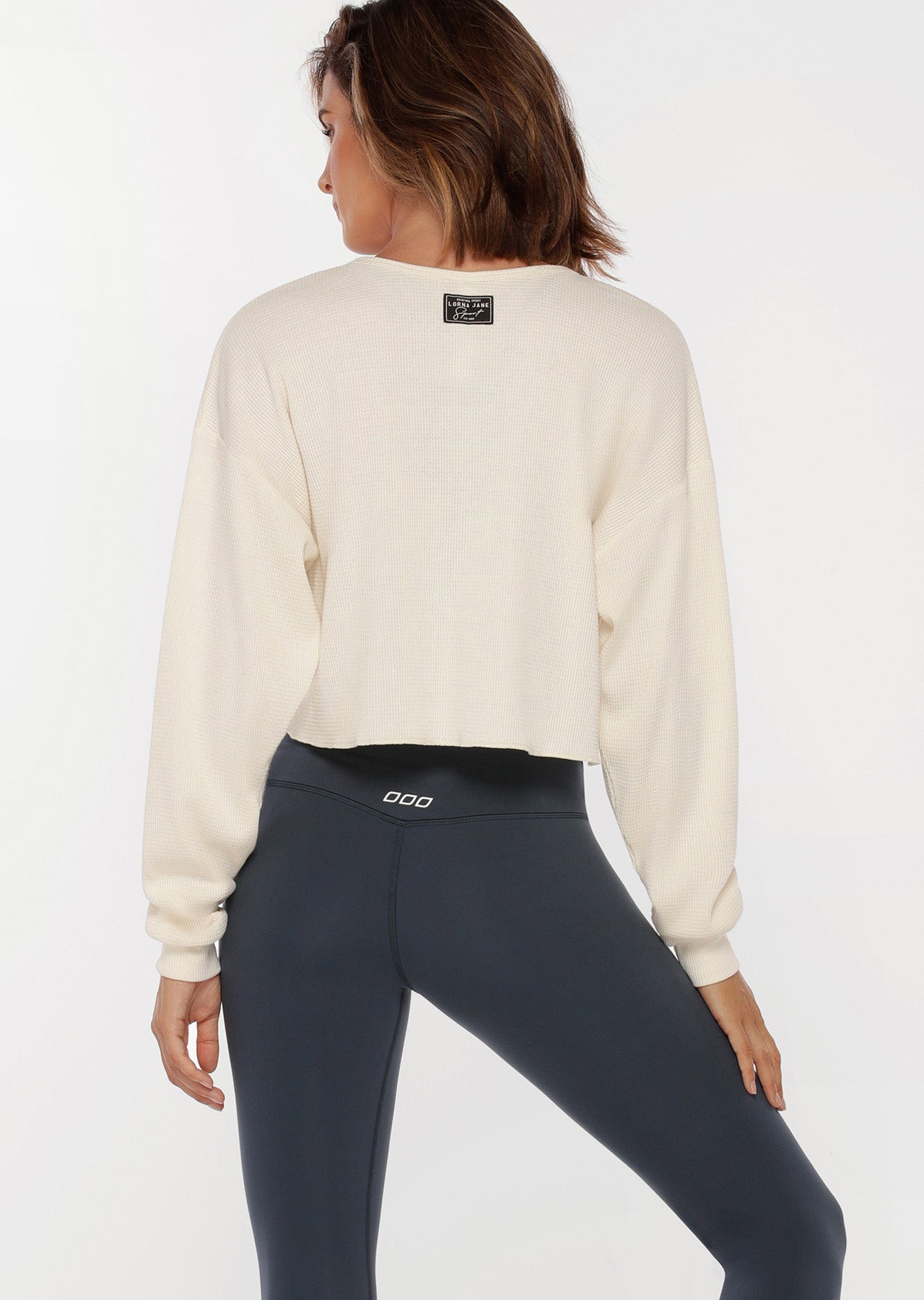 Lorna Jane Henley Long Sleeve Top - Cream