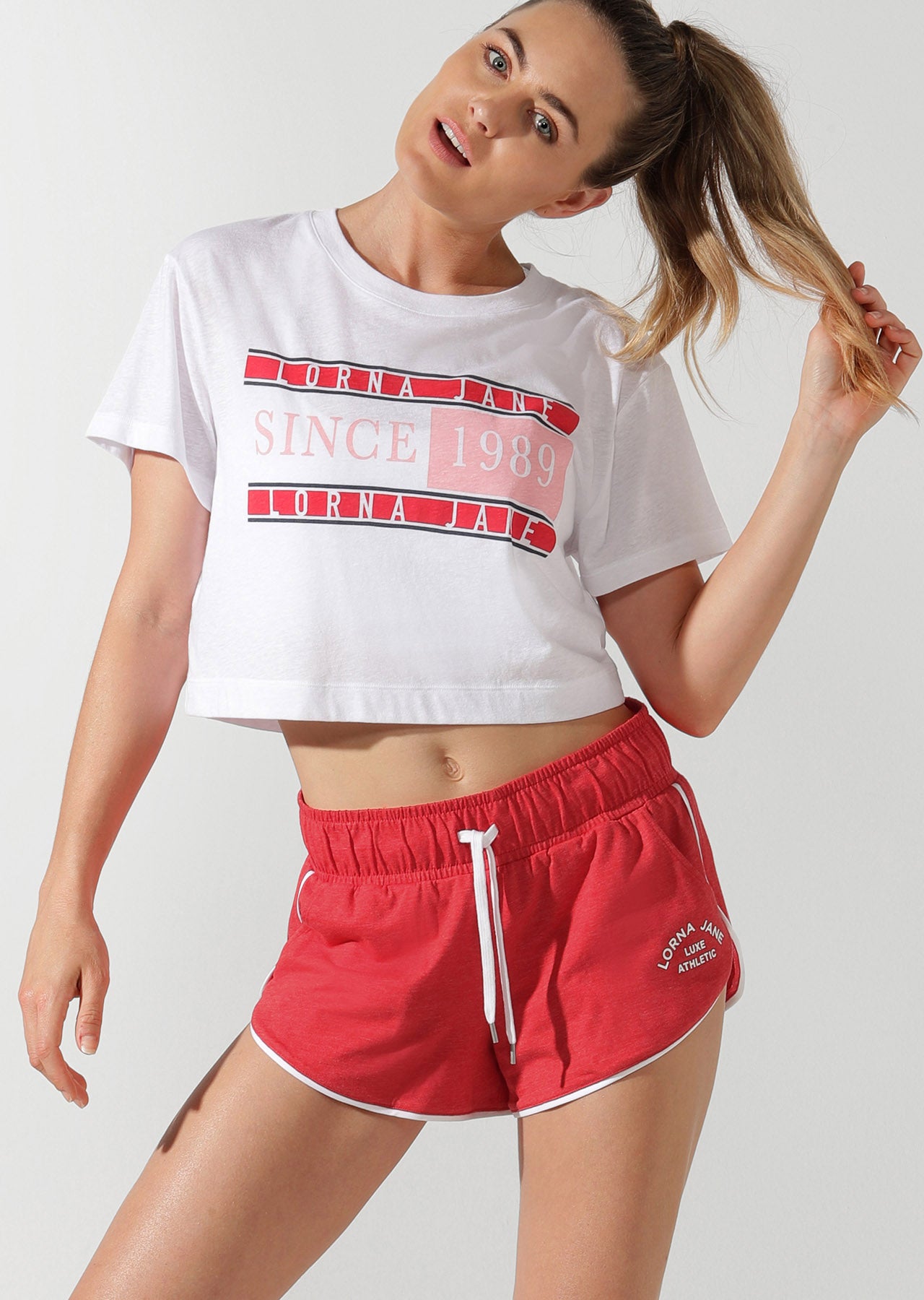 Lorna Jane Heritage Cropped Tee - White