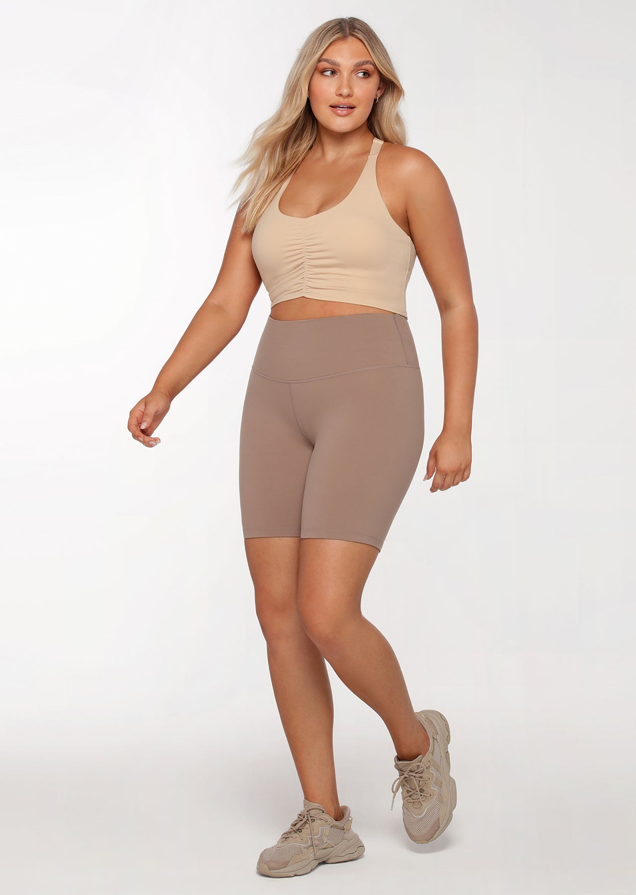 Lorna Jane Hi-Fold Lotus Bike Shorts - Bone