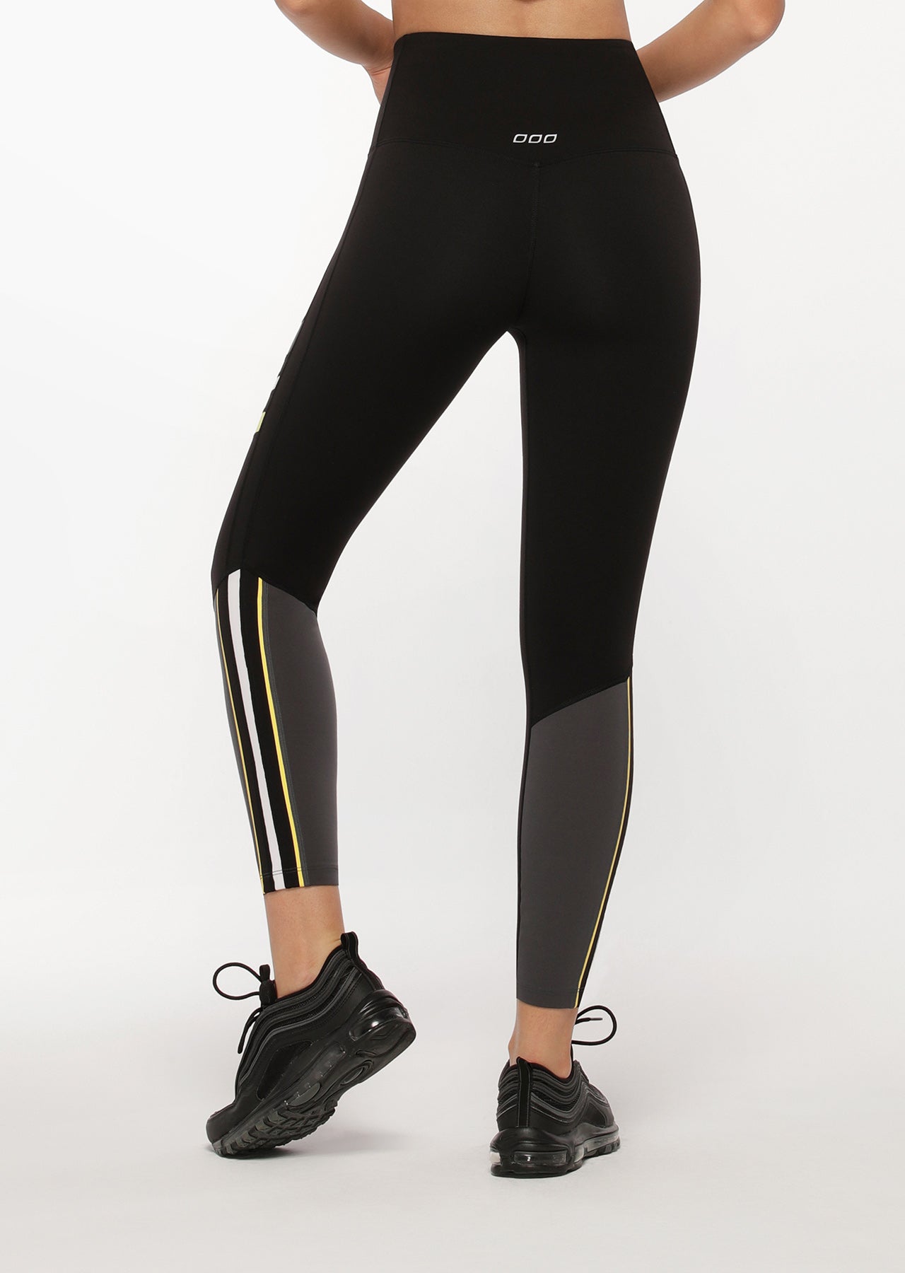 Lorna Jane High Contrast Core Ankle Biter Leggings - Black/Titanium