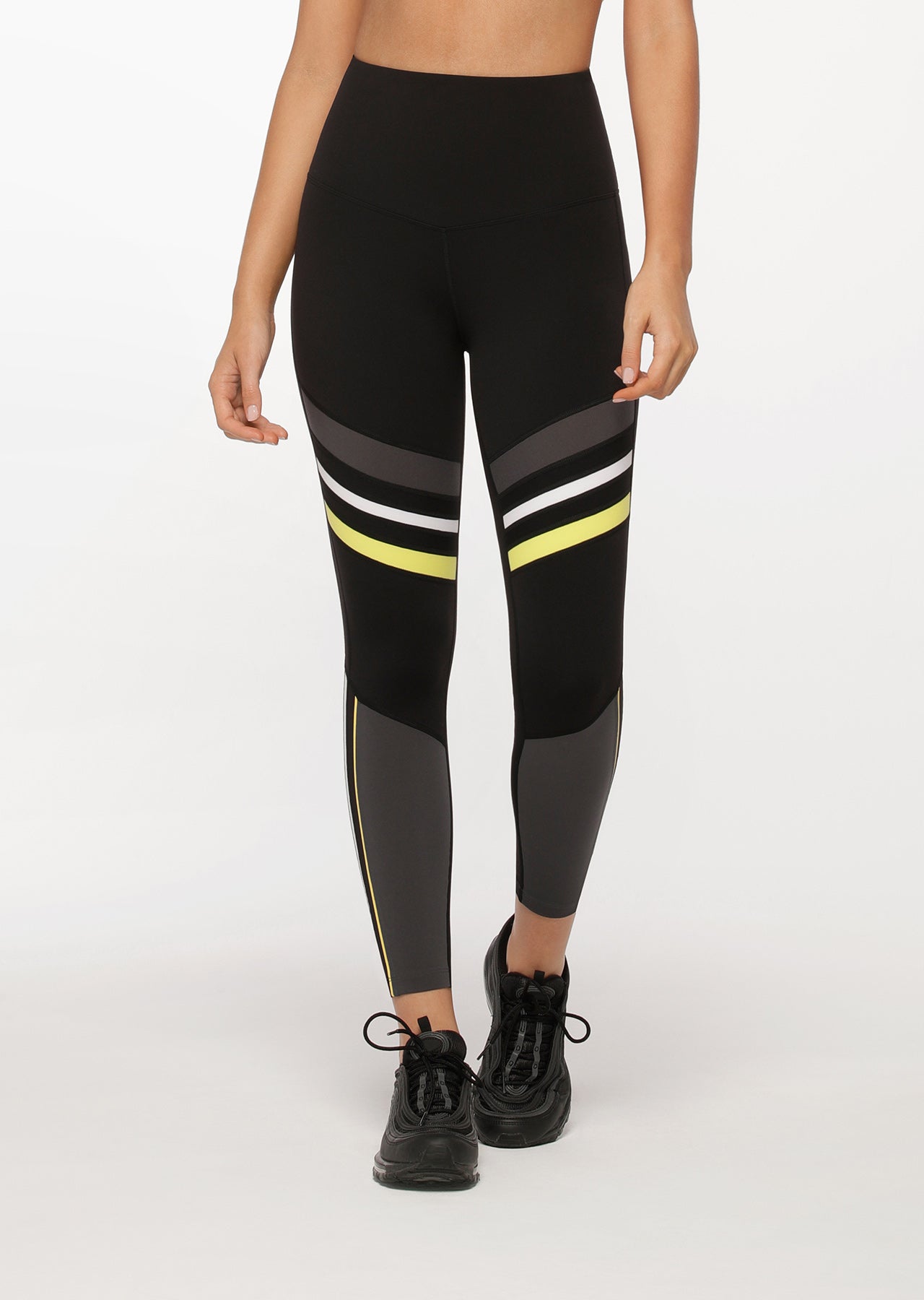 Lorna Jane High Contrast Core Ankle Biter Leggings - Black/Titanium